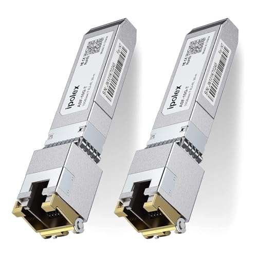 ipolex 10G SFP+ Transceiver, 10GBase-T 30m Mini-Gbic Modul Kompatibel mit Ubiquiti UniFi UF-RJ45-10G, Cisco SFP-10G-T-S, Mikrotik S+RJ10, Netgear etc. 2-Pack von ipolex