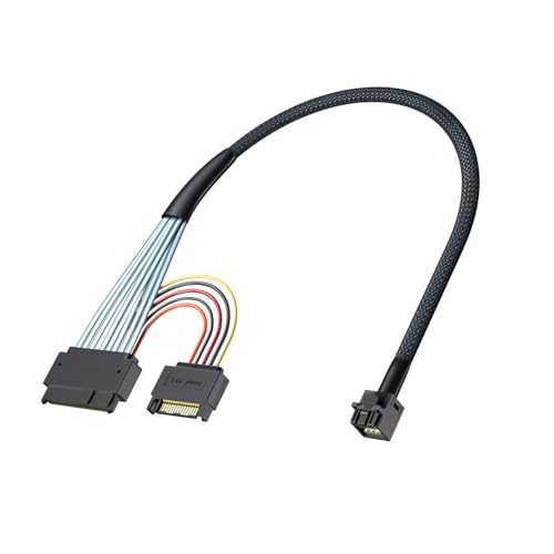 ipolex Mini SAS HD zu U.2, SFF-8643 zu SFF-8639 Kabel mit 15pin SATA Stromanschluss für U.2 SSD, 0.5 meter (1.65ft) von ipolex