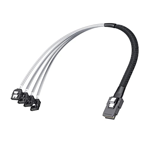 ipolex SFF-8087 auf 4X SATA Kabel, 36Pin SFF-8087 Host/Controller auf 7Pin SATA Target/Backplane, kompatibel mit PERC H310, RAID Controller, 0.5 Meter (1.65ft) von ipolex