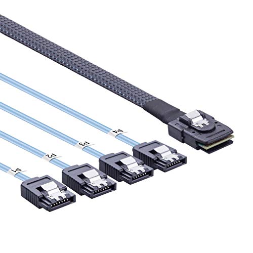 ipolex SFF-8087 zu 4x SATA 1-Meter (3.3ft), Mini SAS zu SATA Kabel, 36pin (SFF-8087) Male (Host) zu 4x SATA (Target) 7pin Female Fan-out Kabel von ipolex