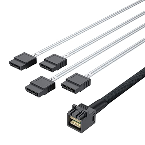 ipolex SFF-8643 zu SATA Kabel, SFF-8643 Host zu 4X SATA Target Kabel kompatibel mit Raid Controller Festplatte, 0.5 Meter (1.65ft) von ipolex