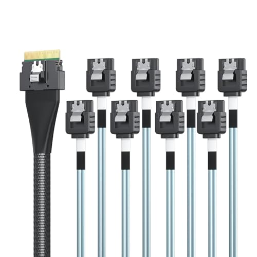 ipolex SFF-8654 SlimSAS 8i auf 8xSATA, SAS3.0 Host/RAID auf SATA Target HD, geeignet für Server, Festplatten, Computer und Hosts, 100 ohm, 1 meter (3.3ft) von ipolex