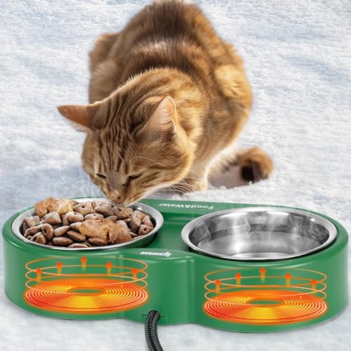 IPOW Beheizter Katzennapf mit doppeltem abnehmbarem Edelstahlnapf, beheizter Wassernapf für den Außenbereich, beheizte Futternäpfe bieten wilde Katzen und Kätzchen während der kalten Wintermonate mit IPOW Beheizter Katzennapf mit doppeltem abnehmbarem Edelstahlnapf, beheizter Wassernapf für den Außenbereich, beheizte Futternäpfe bieten wilde Katzen und Kätzchen während der kalten Wintermonate mit von ipow