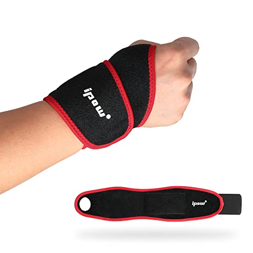 ipow 2er Set Handgelenkbandage Handgelenkstütze einstellbare atmungsaktive Handgelenk Unterstützung für Sport, Fitness & Bodybuilding - Rot+Schwarz von ipow