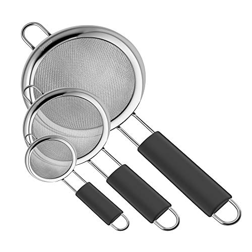 ipow Sieb Edelstahl küchensieb Seiher und Abtropfsieben, Premium Feines feinsieb mit bequemen rutschfesten verdickten schwarzen Silikon Griffen - Set 7/12 / 18cm ipow Sieb Edelstahl küchensieb Seiher und Abtropfsieben, Premium Feines feinsieb mit bequemen rutschfesten verdickten schwarzen Silikon Griffen - Set 7/12 / 18cm von ipow
