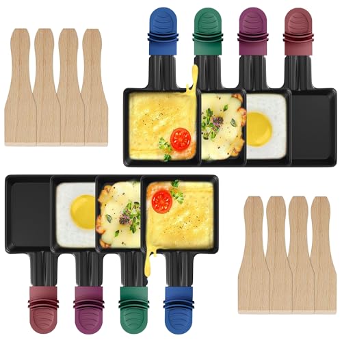 ipow 8 Stück Raclette Pfännchen Ersatz Mini Pfännchen Antihaftbeschichtet viereckig für Raclette mit 8 Holzschaufeln und bunten Isoliergriffen ipow 8 Stück Raclette Pfännchen Ersatz Mini Pfännchen Antihaftbeschichtet viereckig für Raclette mit 8 Holzschaufeln und bunten Isoliergriffen von ipow