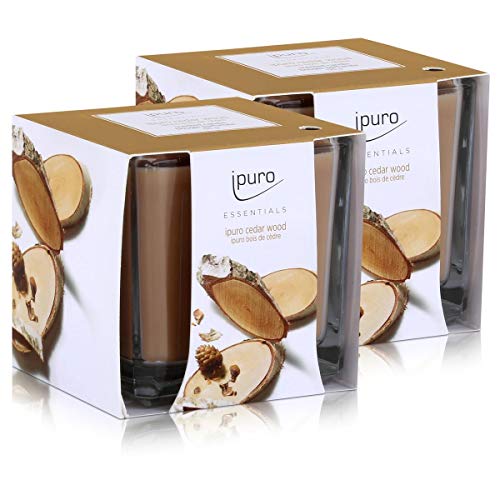 Essentials by Ipuro Duftkerze Cedar Wood 125g - Holzige Noten umschmeichelt von fruchtigen und blumigen Nuancen (2er Pack) von Ipuro