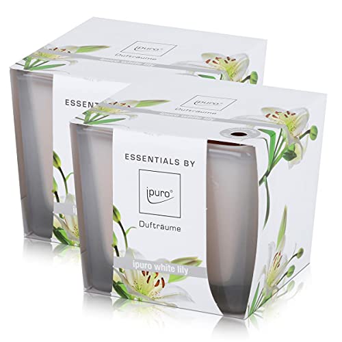 Essentials by Ipuro Duftkerze white lily 125g - Der reine Duft der weißen Blüte – ein blumig zartes Dufterlebnis (2er Pack) von Ipuro