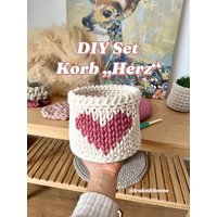 Diy Set Herz Korb | Geschenk Zum Valentinstag Selber Häkeln Utensilo Häkelkorb |Aufbewahrungskorb |Häkelkörbchen von iraknithome