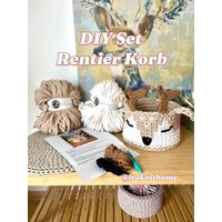Diy Set Rentier Korb | Weihnachts Geschenk Selber Häkeln Utensilo Häkelkorb |Aufbewahrungskorb |Häkelkörbchen Spielzeugkorb von iraknithome