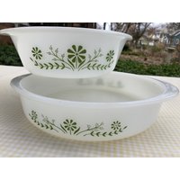 Retro Glasbake Set Von 2 Ofen Proof Auflauf Gerichte | Küche Essen Servieren Vintage Kochgeschirr von irisandida