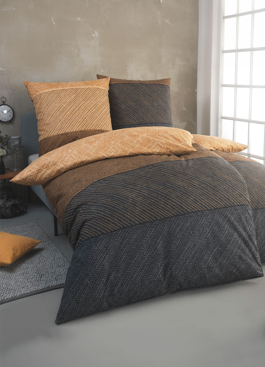 Kuschelweiche Bettwäsche-Garnitur aus Baumwolle, Größe 112 (80/80 cm + 135/200 cm), Beige-Grau von irisette