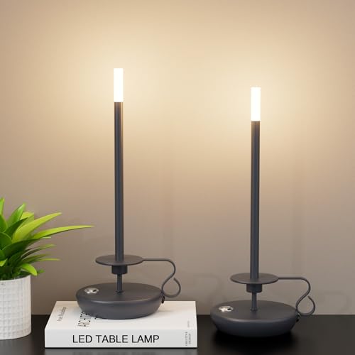 Irotine 2 Stück Anthrazit Kabellose Kerzenlampen,Wiederaufladbare Tischlampe 5500mAh Batteriebetriebene Dimmbare Kerzen Leuchterlampe Wireless Touch Schreibtischlampe für Restaurant,3000K Warmes Licht Irotine 2 Stück Anthrazit Kabellose Kerzenlampen,Wiederaufladbare Tischlampe 5500mAh Batteriebetriebene Dimmbare Kerzen Leuchterlampe Wireless Touch Schreibtischlampe für Restaurant,3000K Warmes Licht von irotine