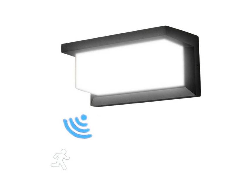 WILGOON Wandleuchte 18W LED Außenleuchte mit Bewegungsmelder LED Wandleuchte Außen Innen, Wasserdicht IP65 Wandlampe, 26x13x13 cm, Anthrazit Sensor Außenlampe von WILGOON