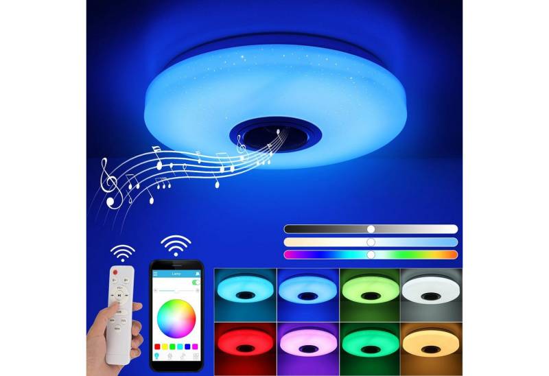 WILGOON Deckenleuchte 60W LED RGB Panel Deckenleuchte Sternenhimmel Dimmbar, LED fest integriert, warmweiß, kaltweiß, RGB, mit Bluetooth Musik Lautsprecher APP,RGB Farbwechsel LED Deckenleuchte von WILGOON
