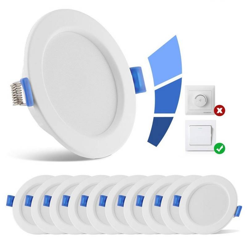WILGOON LED Einbaustrahler 10x LED Einbaustrahler Dimmbar Spot Einbaustrahler Einbauleuchte 7W, Warmweiß, LED Deckenspots 500lm 26mm Einbautiefe von WILGOON