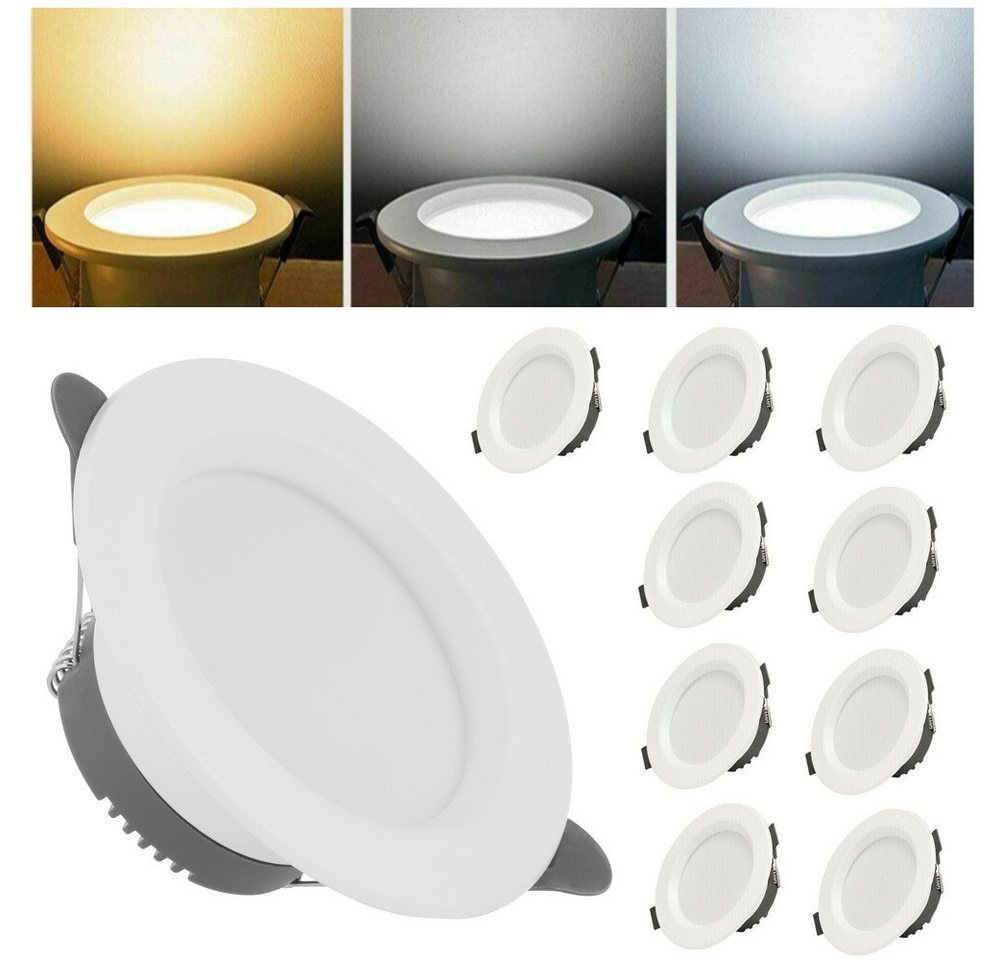 WILGOON LED Einbauleuchte LED Einbauleuchten,10er Dimmbar Ultra flach 5W 230V Einbauleuchten, Neutralweiß, 10x 5W Led Spot Weiß IP65 4000K 400LM, für Küche Badzimmer Büro von WILGOON