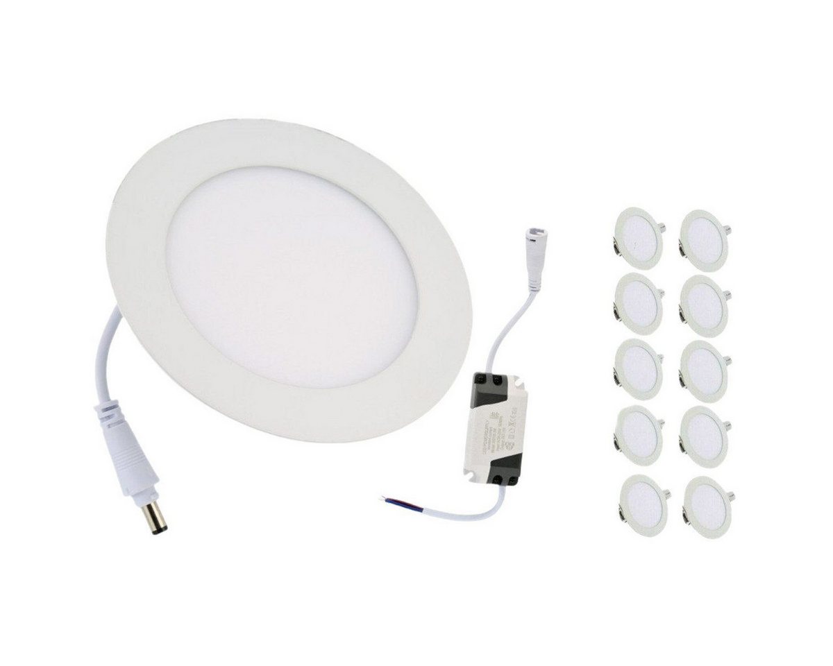 iscooter LED Einbauleuchte Ultra flach Lampe 10x Set, 120mm Einbautiefe, 6W rund Ø 120mm, Deckenlampe, 3W-12W, Ø 83mm - 170mm, 2700K - 6400K, LED Deckenleuchte von iscooter