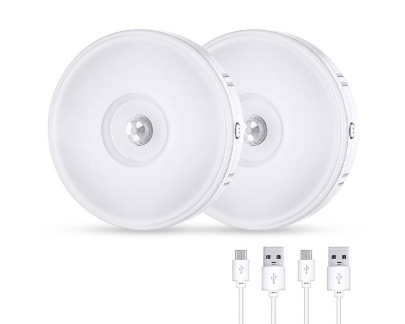 WILGOON LED Nachtlicht 10Leds Nachtlicht mit Dämmerungssensor und Bewegungsmelder Dimmbar, Bewegungsmelder USB-Ladefunktion Dimmfunktion Nachtlichtfunktion Dämmerungssensor, LED fest integriert, USB Wiederaufladbar Nachtlicht Auto ON/Off, 1000MAh von WILGOON