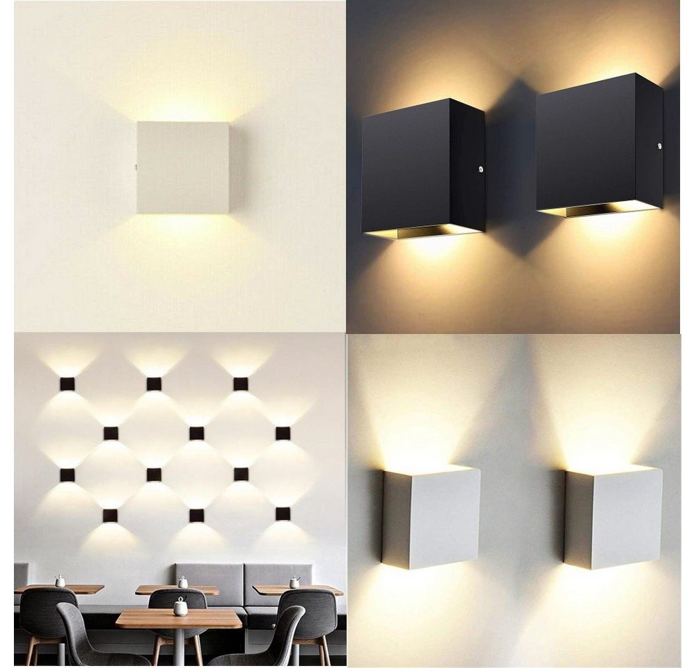 iscooter Wandleuchte 6W Auf & ab Einstellbarer Lichtstrahl, LED fest integriert, Warmweiß, IP65, Außenwandleuchten, Treppen Eingangsflur Modern Square Lampe, Auf und ab Lichtstrahl, für Wohnzimmer Schlafzimmer Treppenhaus Flur von iscooter