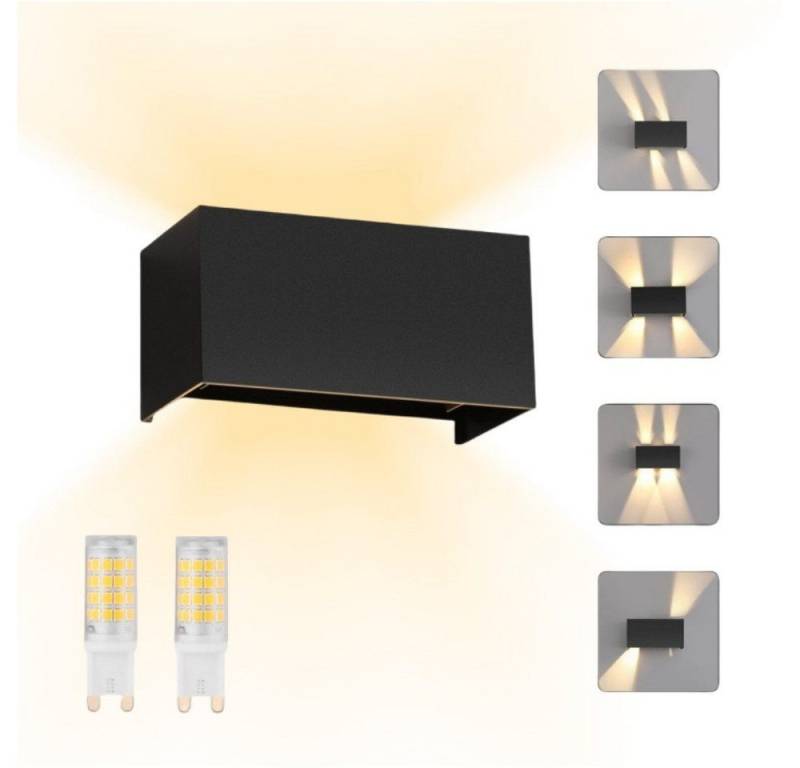 WILGOON Wandleuchte G9 Würfel LED Wandleuchte mit / Ohne Bewegungsmelder Up Down Aluminium, LED wechselbar, Warmweiß, G9 LED Lampe Innen/ Aussen,Einstellbar Abstrahlwinkel AuBenleuchte von WILGOON