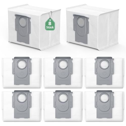 8 Pack Staubbeutel kompatibel mit Roborock S8 Pro Ultra /Q5 Max+/S7 MaxV Ultra/Q7+ /Q8 Max+/S8 Maxv Ultra/Q5 Pro+/Q7 L5+/M5+ Staubsauger, 3,4L Große Kapazität Staubsaugerbeutel Ersatzbeutel von isinlive