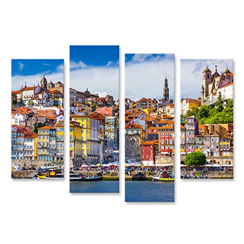 Bild Bilder auf Leinwand Altstadtsilhouette von der Anderen Seite des Douro in Porto Portugal Wandbild Poster Leinwandbild SXC von islandburner,