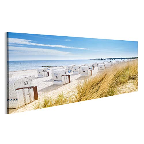islandburner Bild Bilder auf Leinwand Blick von Einer Düne auf Strandkörbe Wandbild, Poster, Leinwandbild MRC von islandburner