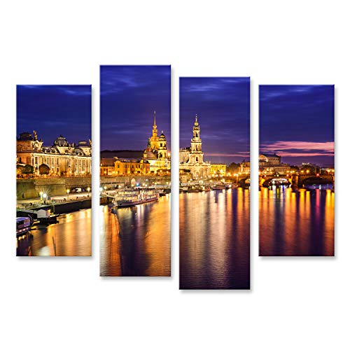 Bild Bilder auf Leinwand Dresden Deutschland innerstädtische Skyline an der Elbe Wandbild Poster Leinwandbild SVM von islandburner,