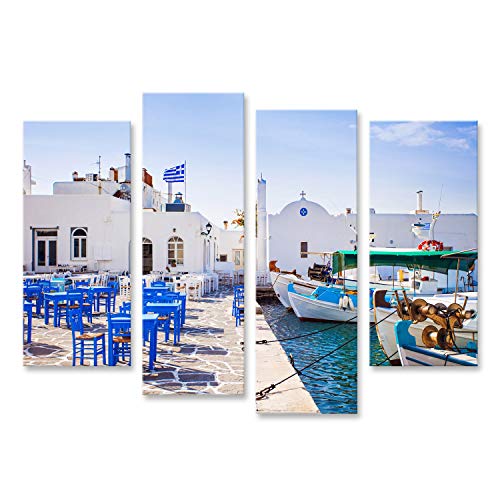 Bild Bilder auf Leinwand Griechisches Fischerdorf in Paros Naousa Griechenland Wandbild Poster Leinwandbild TGW von islandburner,