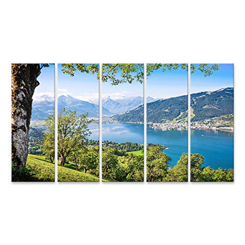 Bild Bilder auf Leinwand Schöne Landschaft mit Alpen und Bergsee in Zell am See, Österreich Wandbild, Poster, Leinwandbild PQG von islandburner,