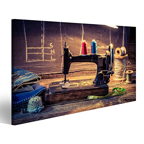 Bild Bilder auf Leinwand Vintage Schneiderei mit Nähmaschinentuch und Schere Wandbild Poster Leinwandbild RTK Bild Bilder auf Leinwand Vintage Schneiderei mit Nähmaschinentuch und Schere Wandbild Poster Leinwandbild RTK von islandburner