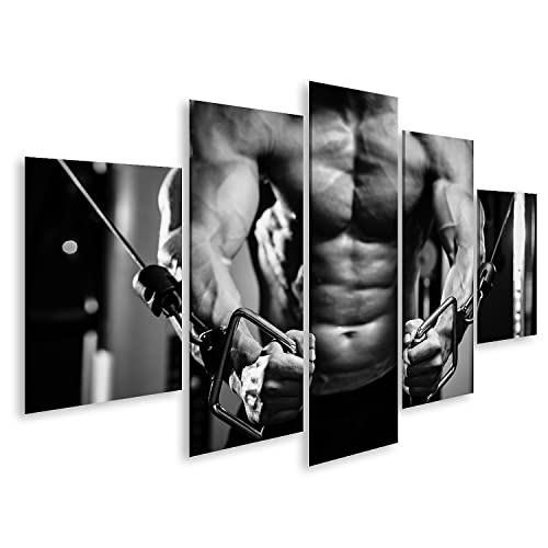 Bild auf Leinwand Bodybuilder Guy In Fitness Studio Aufpumpen Hände Aus Nächster Nähe Schwarz Und Weiß Wandbild Poster Kunstdruck Bilder von islandburner