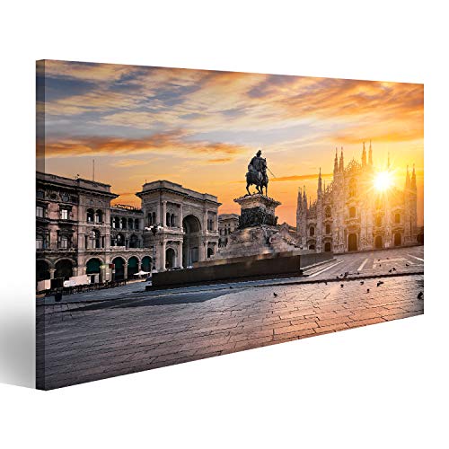 Bild auf Leinwand Dom bei Sonnenaufgang, Mailand, Europa. Wandbild Leinwandbild Kunstdruck Poster 100x57cm von islandburner,