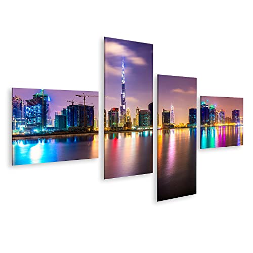 Bild auf Leinwand Dubai Skyline In Der Abenddämmerung UAE Wandbild Poster Kunstdruck Bilder von islandburner