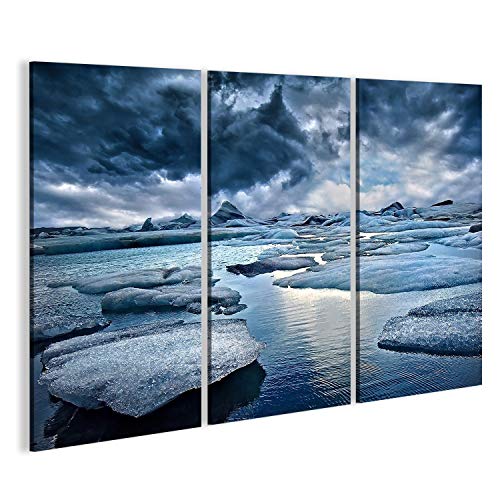 Bild auf Leinwand Eisberge in der Jokulsarlon Glacial Lagoon in Island Wandbild Poster Leinwandbild von islandburner,