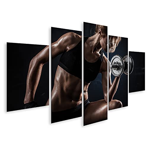 Bild auf Leinwand Fitness Hanteln Brutal Athletische Frau Pumping Up Muskeln Wandbild Poster Kunstdruck Bilder Bild auf Leinwand Fitness Hanteln Brutal Athletische Frau Pumping Up Muskeln Wandbild Poster Kunstdruck Bilder von islandburner