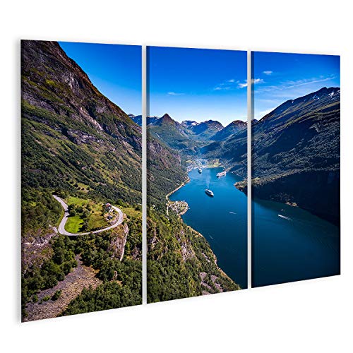 Bild auf Leinwand Geiranger Fjord Schöne Natur Norwegen Luftaufnahmen Storfjord (Großer Fjord) Wandbild Poster Kunstdruck Bilder von islandburner
