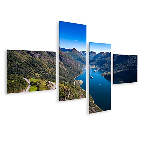 Bild auf Leinwand Geiranger Fjord Schöne Natur Norwegen Luftaufnahmen Storfjord (Großer Fjord) Wandbild Poster Kunstdruck Bilder von islandburner