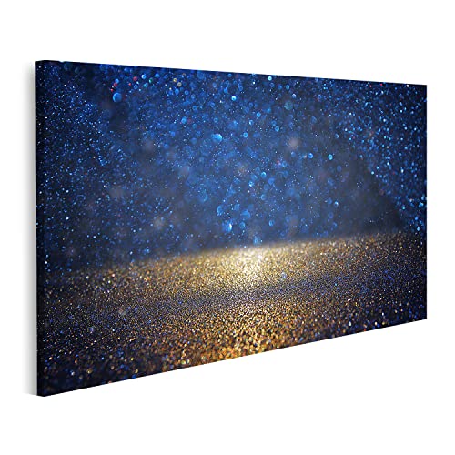 islandburner Bild auf Leinwand Glitter Vintage Lichter Hintergrund schwarz blau und gold Bilder Wandbilder Poster von islandburner