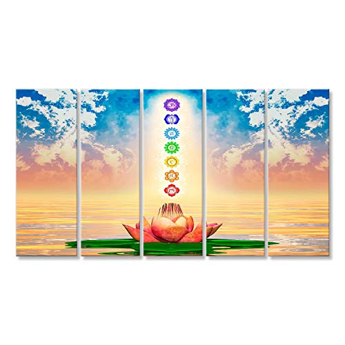 Bild auf Leinwand Heiliger Lotus und Chakren Wandbild Poster Leinwandbild von islandburner,