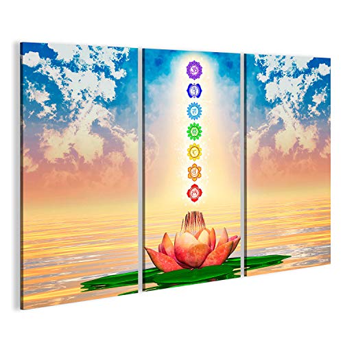 Bild auf Leinwand Heiliger Lotus und Chakren Wandbild Poster Leinwandbild von islandburner,