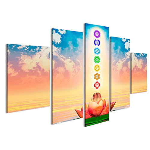 Bild auf Leinwand Heiliger Lotus und Chakren Wandbild Poster Leinwandbild von islandburner,