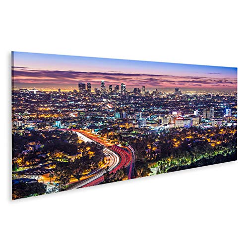 Bild auf Leinwand Los Angeles, Kalifornien, USA, am frühen Morgen im Stadtbild der Innenstadt. Wandbild Leinwandbild Kunstdruck Poster 120x40cm - Panorama von islandburner,