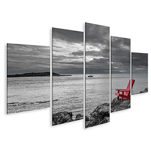 islandburner Bild auf Leinwand Roter Stuhl Schwarz und Weiß Natur Bilder Wandbilder Poster von islandburner