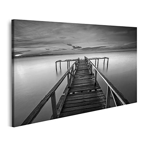 Bild auf Leinwand Ruhige Szene in Schwarz und Weiß Wandbild Leinwandbild Bilder für Wohnzimmer GAUL-1K von islandburner