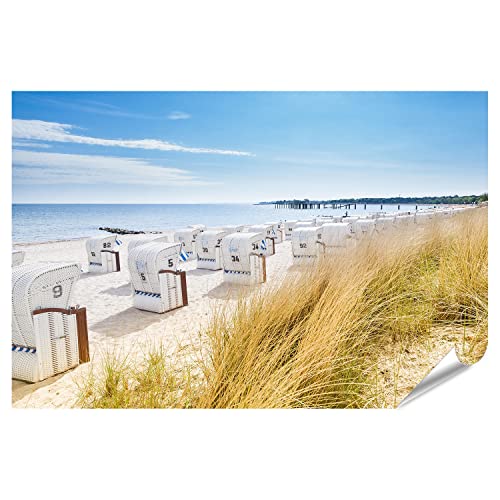 islandburner XXL Bild Poster Strandkörbe Blick Von Einer Düne Am Strand Ostsee Urlaub Premium Bilder Fotodruck von islandburner