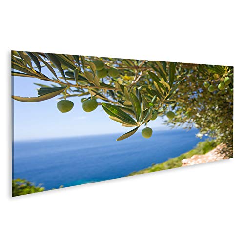 islandburner, Bild auf Leinwand ein Olivenbaum auf dem Meeresgrund Wandbild Leinwandbild Kunstdruck Poster 120x40cm - Panorama von islandburner,