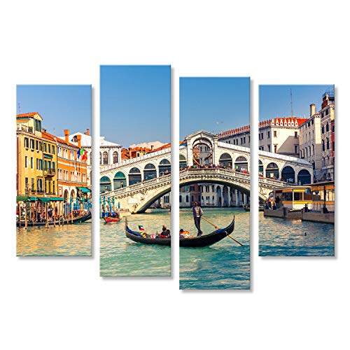 islandburner, Bild auf Leinwand Gondelbahn an der Rialto-Brücke in Venedig, Italien Wandbild Poster Leinwandbild von islandburner,