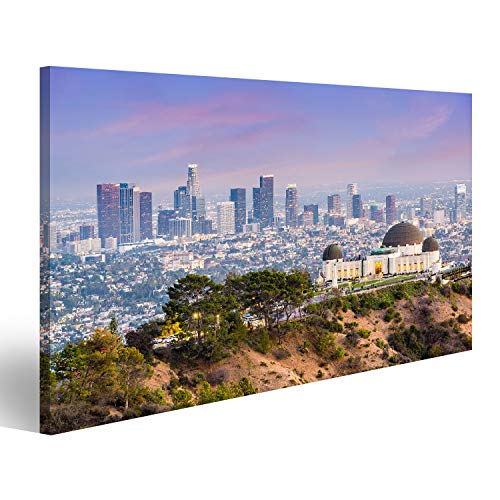 islandburner, Bild auf Leinwand Los Angeles, Kalifornien, USA, Skyline in der Innenstadt von Griffith Park. Wandbild Leinwandbild Kunstdruck Poster 100x57cm von islandburner,